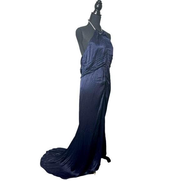 ASTR The Label Navy Ruched Halter Formal Gown Dress Size XL - Picture 6 of 12
